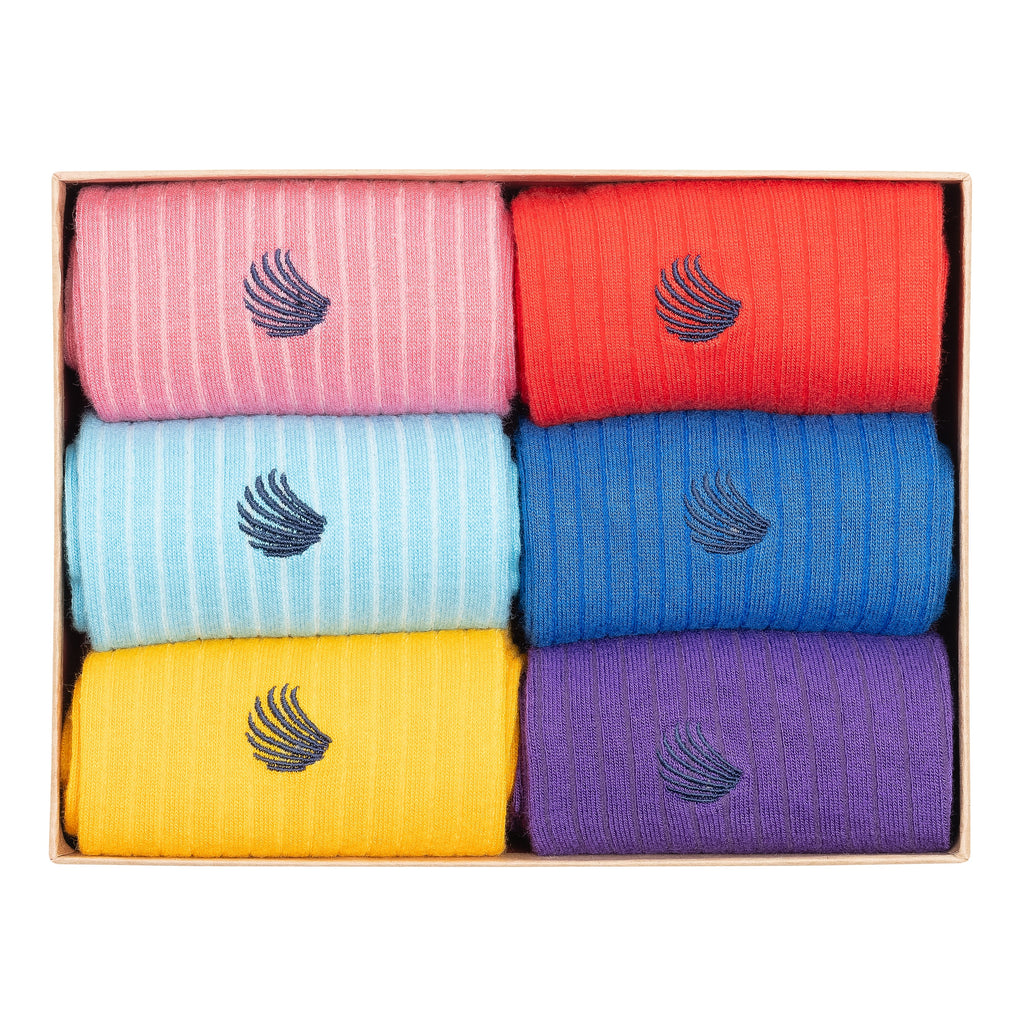 Men’s Bamboo Dress Socks 6-Pack Gift Box, Bright Colors